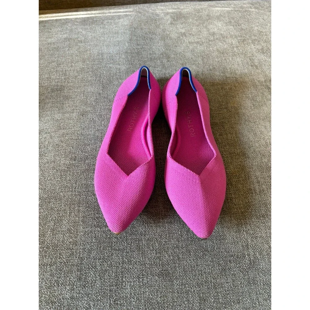 Rothys The Point Flats in bright fushia dragon fruit tortoiseshell size 7.5